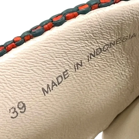 Zimmermann Beach Stripe Woven Raffia Pool Slides Red and Orange Sandals Women 39 - Picture 13 of 16